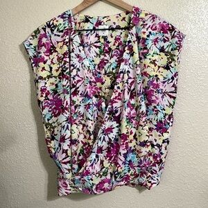 Cabi floral print sleeveless wrap top